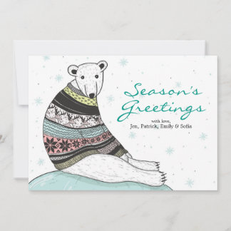 Holiday Card With Cute Polar Bear