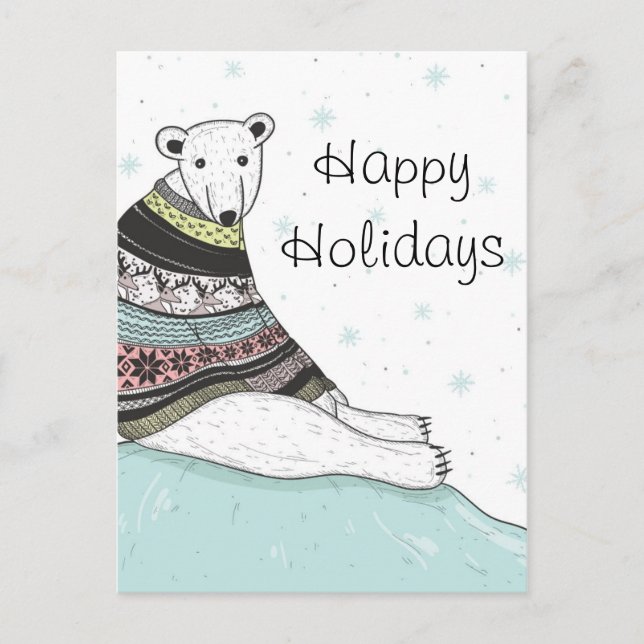 Holiday Card With Cute Polar Bear (Front)