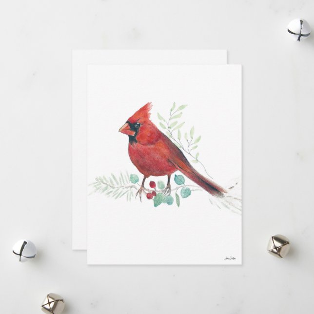 Holiday Cardinal Art Card (Front/Back In Situ)