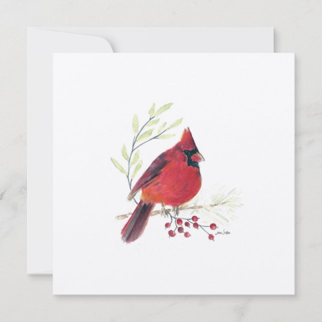 Holiday Cardinal Berries Art Card (Front)
