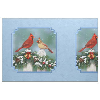 Holiday Cardinals & Christmas Garland Fabric