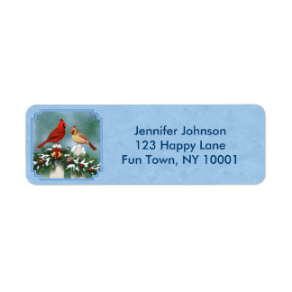 Holiday Cardinals & Christmas Garland Label