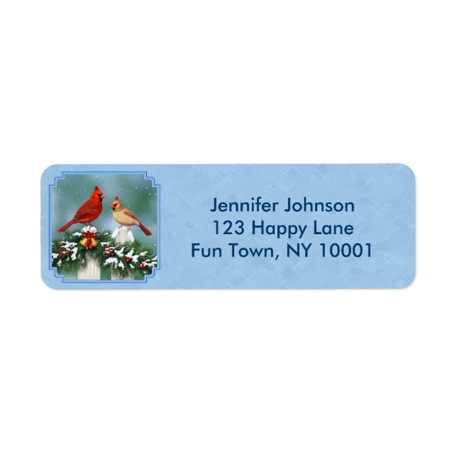 Holiday Cardinals & Christmas Garland Label (Front)