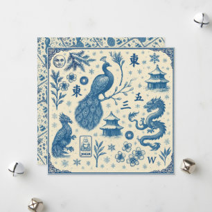Holiday Cards - Mahjong Toile - Flat Two Sided