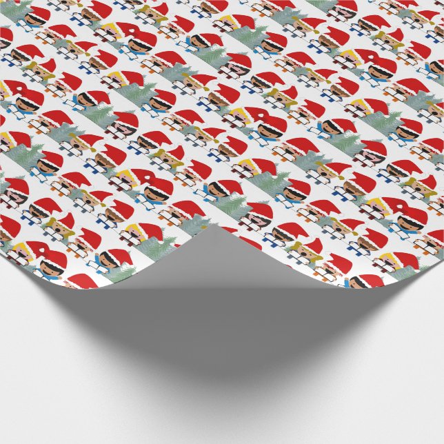 Holiday Carolers Christmas  Wrapping Paper (Corner)