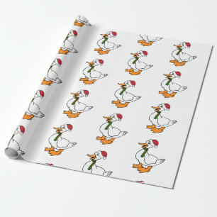 Holiday Cartoon Duck Wrapping Paper
