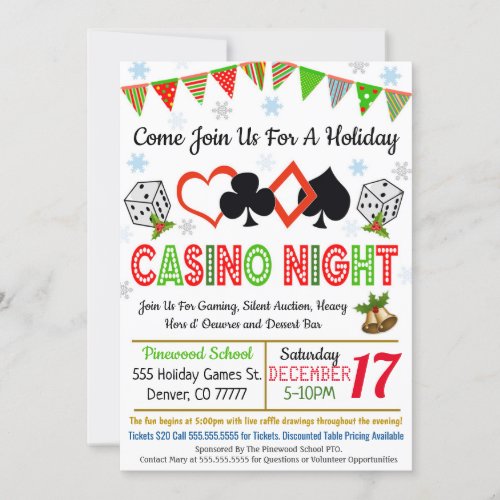 Holiday Casino Night Invitation