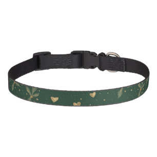 Holiday Cat Collar   Emerald Green & Gold Holly