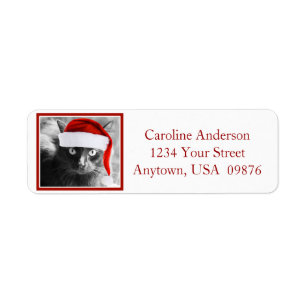 Holiday Cat, Personalized Return Address Label