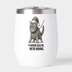 Holiday Cat “We’re Moving" Thermal Wine Tumbler