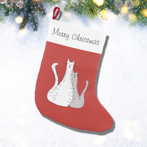 Holiday Cats Cute Typography  Small Christmas Stocking