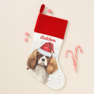 Holiday Cavalier King Charles Dog with Name Christmas Stocking