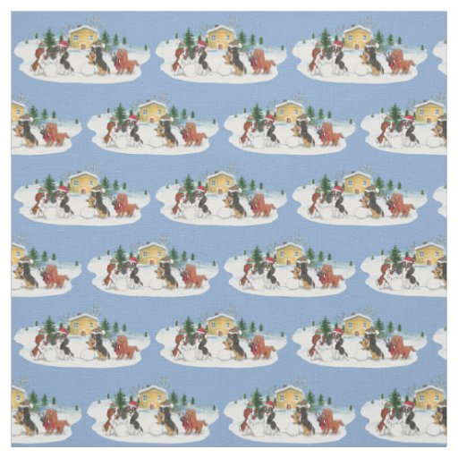 Holiday Cavalier King Charles Spaniel Fabric