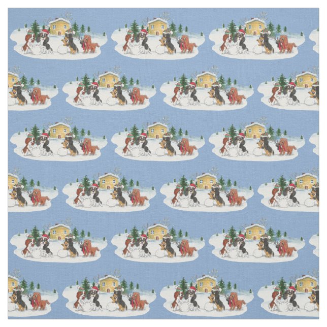 Holiday Cavalier King Charles Spaniel Fabric (Swatch)