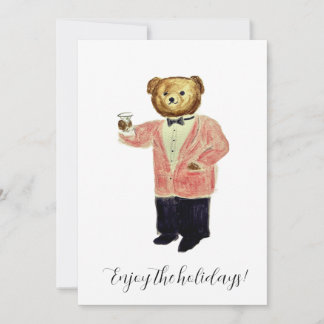 Holiday celebration bear note card