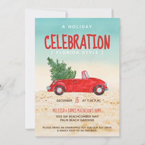 Holiday Celebration Florida Style Holiday Party Invitation