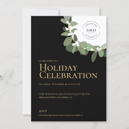 Holiday Celebration Party Modern Wreath Invitation