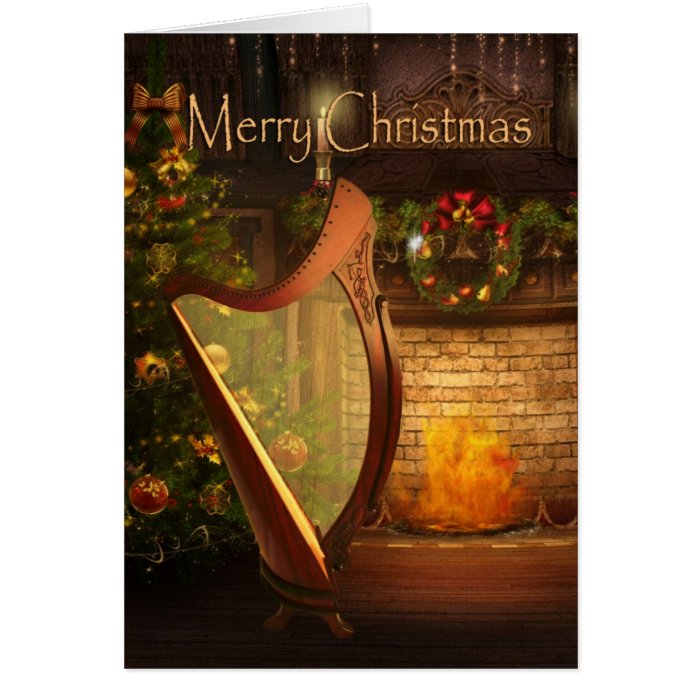 Holiday Celtic Harp Card