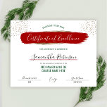 Holiday Certificate of Excellence Award Red Gold<br><div class="desc">Christmas Completion Certificate,  perfect for holiday certificate of excellence or competition award. You can use this holiday professional diploma for any type of accreditation. The gold,  red and and green background with modern script font really make this Christmas Award pop,  perfect for the festive season!</div>
