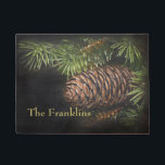 Holiday Chalk Drawn Pinecone and Pine Needles Doormat<br><div class="desc">Holiday themed items designed by Umua. Printed and shipped by Zazzle or their affiliates.</div>