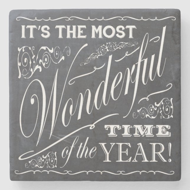Holiday chalkboard art coaster (Front)