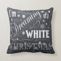 holiday  chalkboard art white Christmas pillow