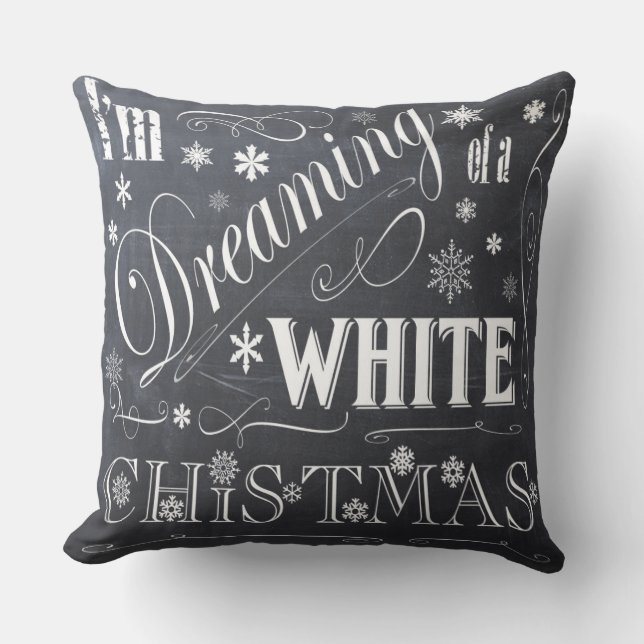 holiday  chalkboard  white Christmas Throw Pillow (Front)