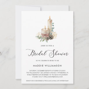 Holiday Champagne and Eucalyptus Bridal Shower Invitation