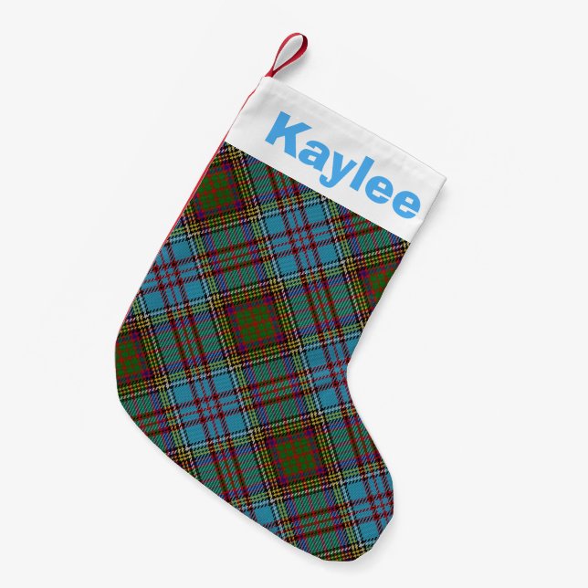 Holiday Charm Clan Anderson Tartan Small Christmas Stocking (Front (Hanging))