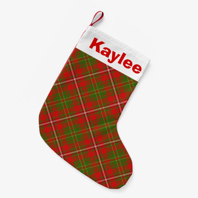 Holiday Charm Clan Hay Tartan Small Christmas Stocking (Front (Hanging))