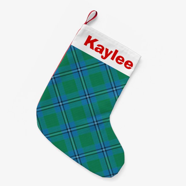 Holiday Charm Clan Irvine Irwin Tartan Small Christmas Stocking (Front (Hanging))