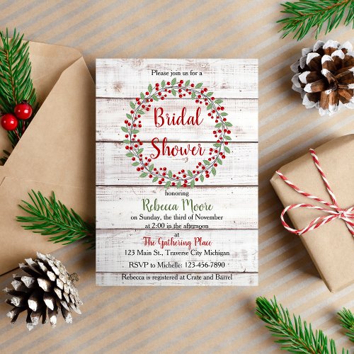 Holiday Charm II WinterChristmas Bridal Shower Invitation