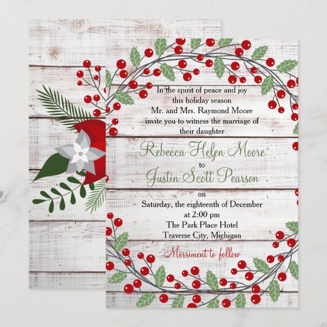 Holiday Charm Winter/Christmas Wedding Invitation (Front/Back)