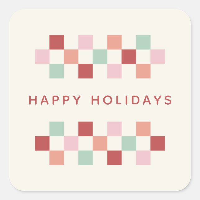 Holiday Checkerboard Envelope Seal Sticker - Berry (Front)