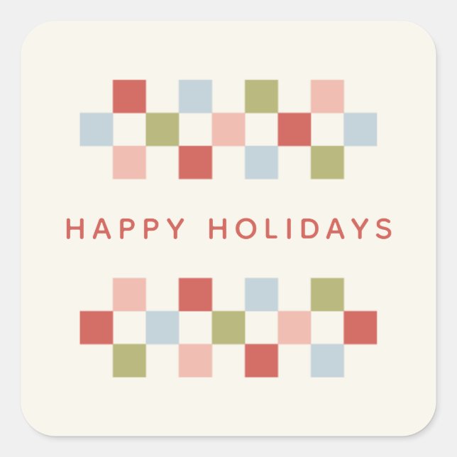 Holiday Checkerboard Envelope Seal Sticker - Red (Front)