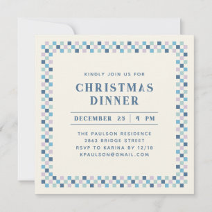 Holiday Checkerboard Party Invitation - Berry