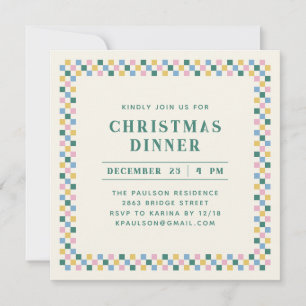 Holiday Checkerboard Party Invitation - Teal