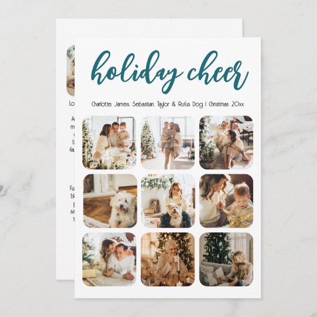 Holiday Cheer 12 Photo Christmas Personalized (Front/Back)