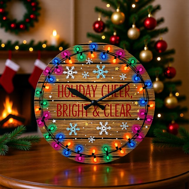 Holiday Cheer Bright Lights Large Clock (Creator Uploaded)