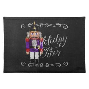 Holiday Cheer Chalkboard Purple and Red Nutcracker Placemat