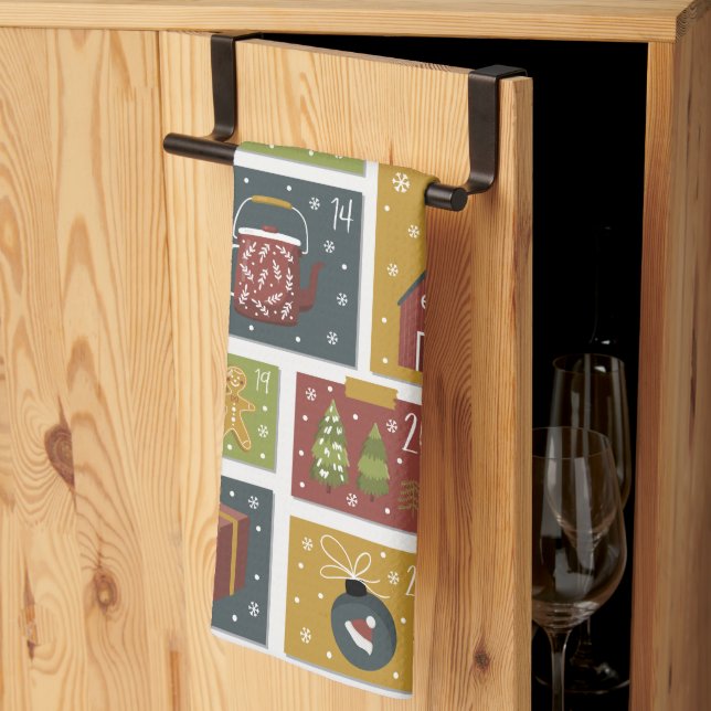 Holiday Cheer | Christmas Hygge Advent Calendar Kitchen Towel (Thirds Fold)