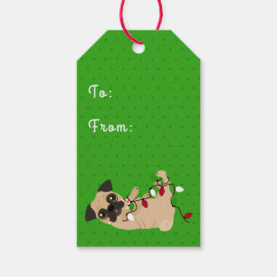 Holiday Cheer Cute Pug Christmas Gift Tags