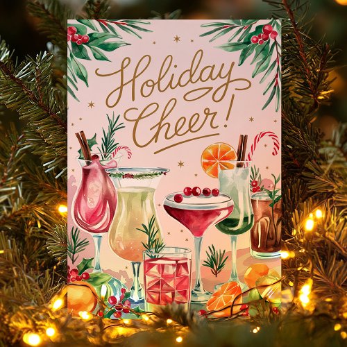 Holiday Cheer Festive Cocktail Christmas Card