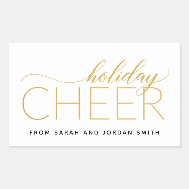 Holiday Cheer Gold Rectangular Sticker (Front)