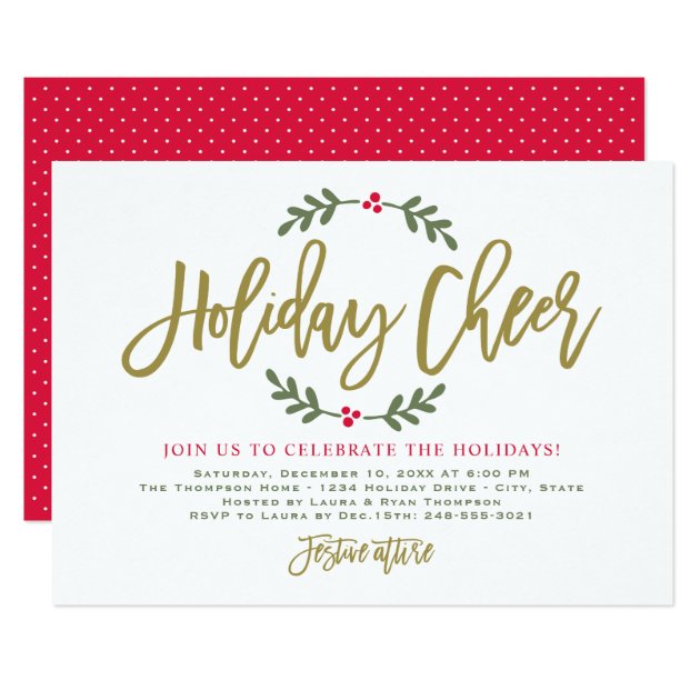 Holiday Cheer | Gold Script Party Invitations