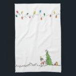 Holiday Cheer Hand Towel<br><div class="desc">Add a little holiday spirit to your kitchen with this hand-drawn snowman and twinkle lights.</div>