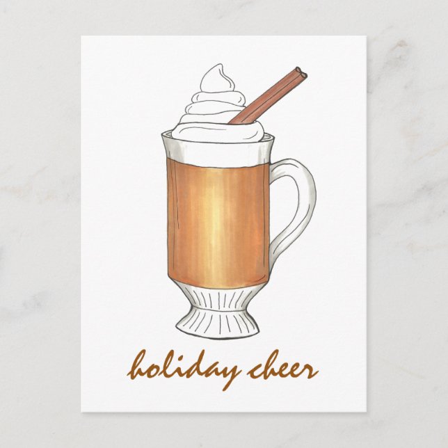 Holiday Cheer Hot Buttered Rum Christmas Drink Postcard (Front)