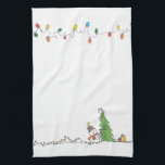 Holiday Cheer Kitchen Towel<br><div class="desc">Add a little holiday spirit to your kitchen with this hand-drawn snowman and twinkle lights.</div>