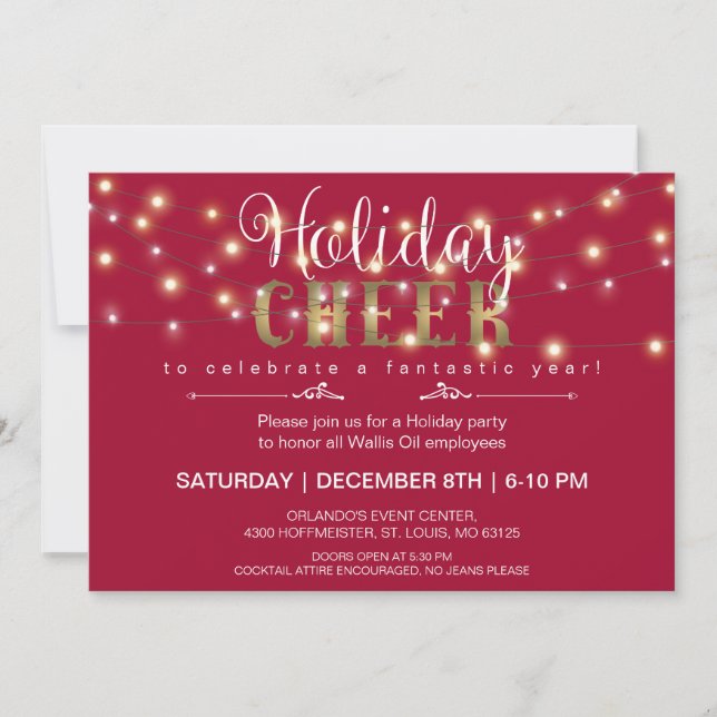 Holiday Cheer Lights Party Invite (Front)