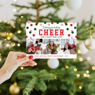 Holiday Cheer Modern 3 Photo Christmas Card
